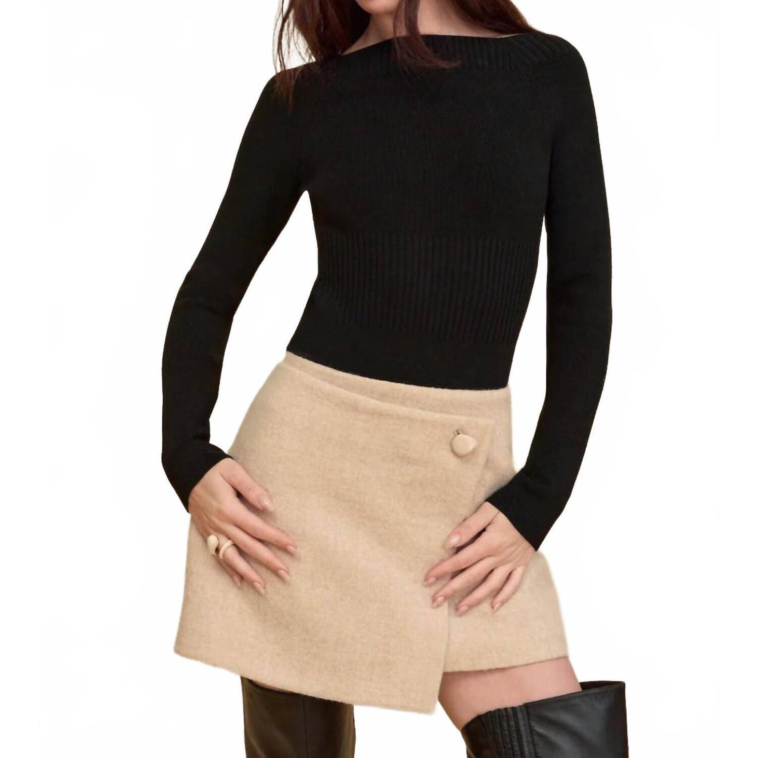 New Cult Gaia Lottie Bodysuit Sweater In Black Violet